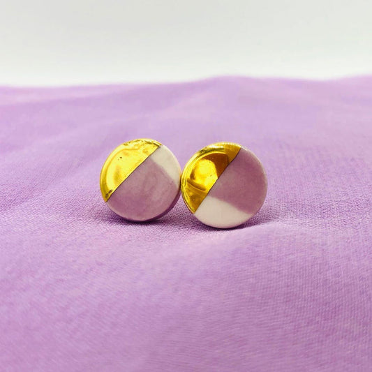 Orecchini in Ceramica - Cerchio lilla e oro