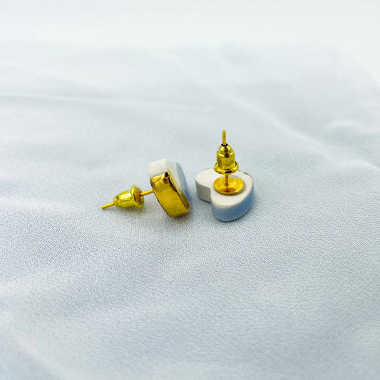 Orecchini in Ceramica - Cuore azzurro e oro