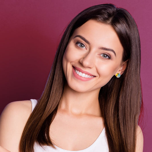 Orecchini in Ceramica - Cerchio azzurro e oro