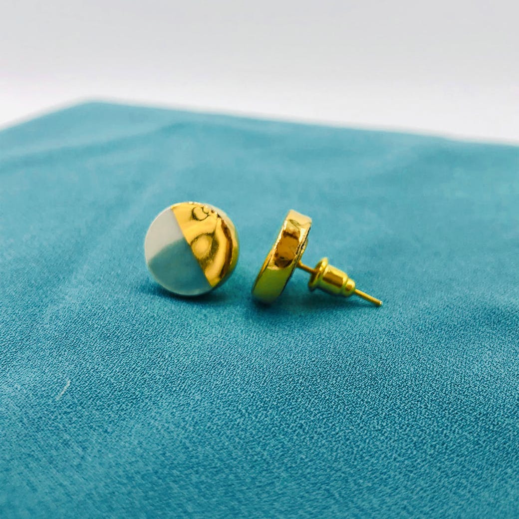 Orecchini in Ceramica - Cerchio petrolio e oro