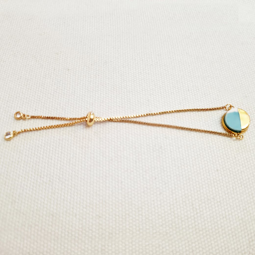 Bracciale in Ceramica - Petrolio e oro