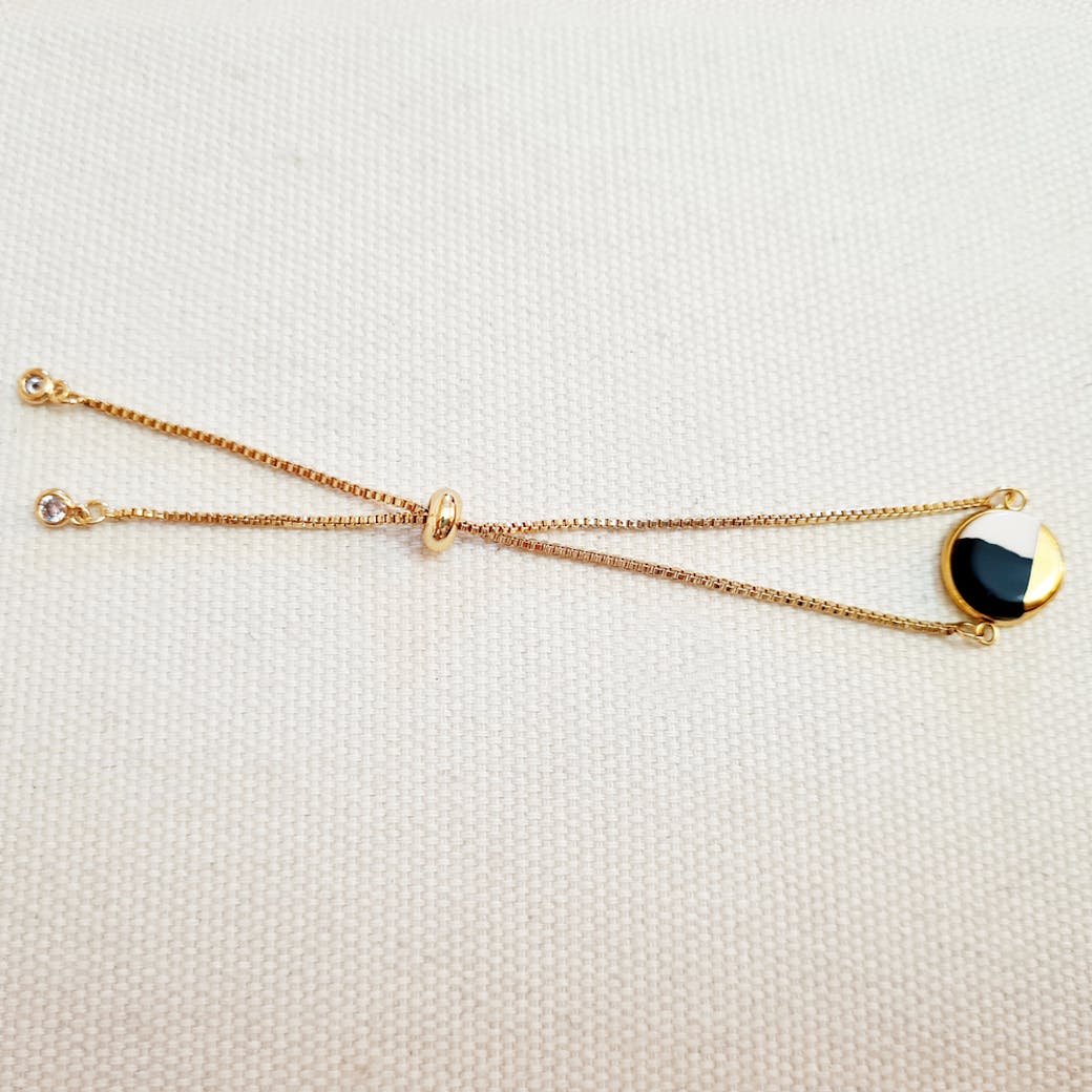 Bracciale in Ceramica - Bianco nero e oro