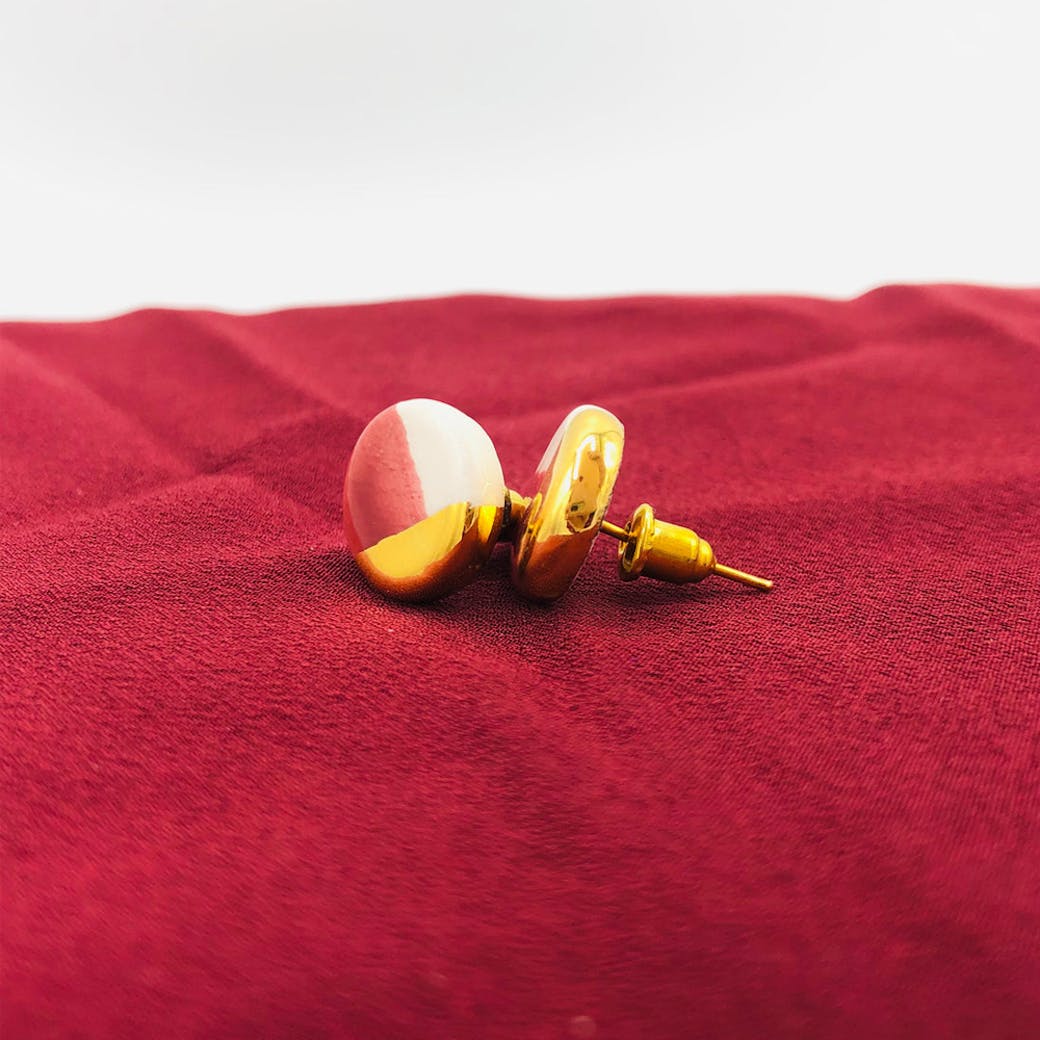 Ceramic earrings - Burgundy and gold circle