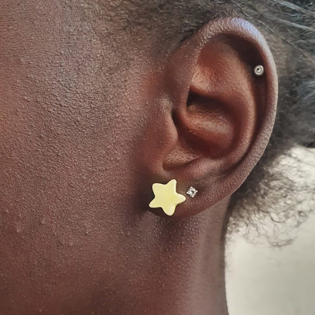 Orecchini in Ceramica - Stella gialla