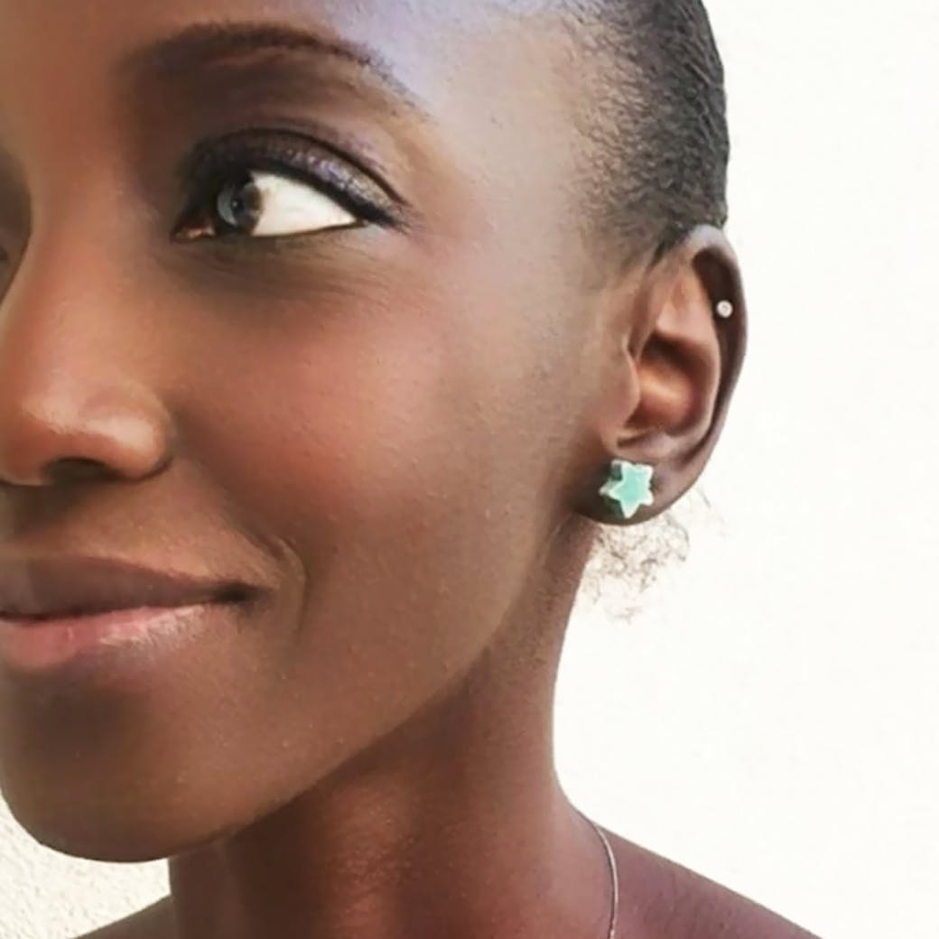 Orecchini in Ceramica - Stella petrolio sabbiato