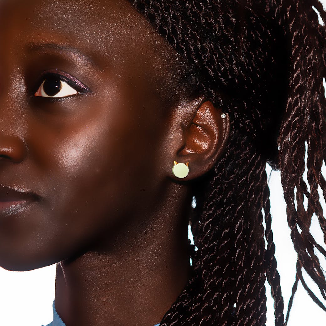 Orecchini in Ceramica - Cat Matisse verde acqua e oro