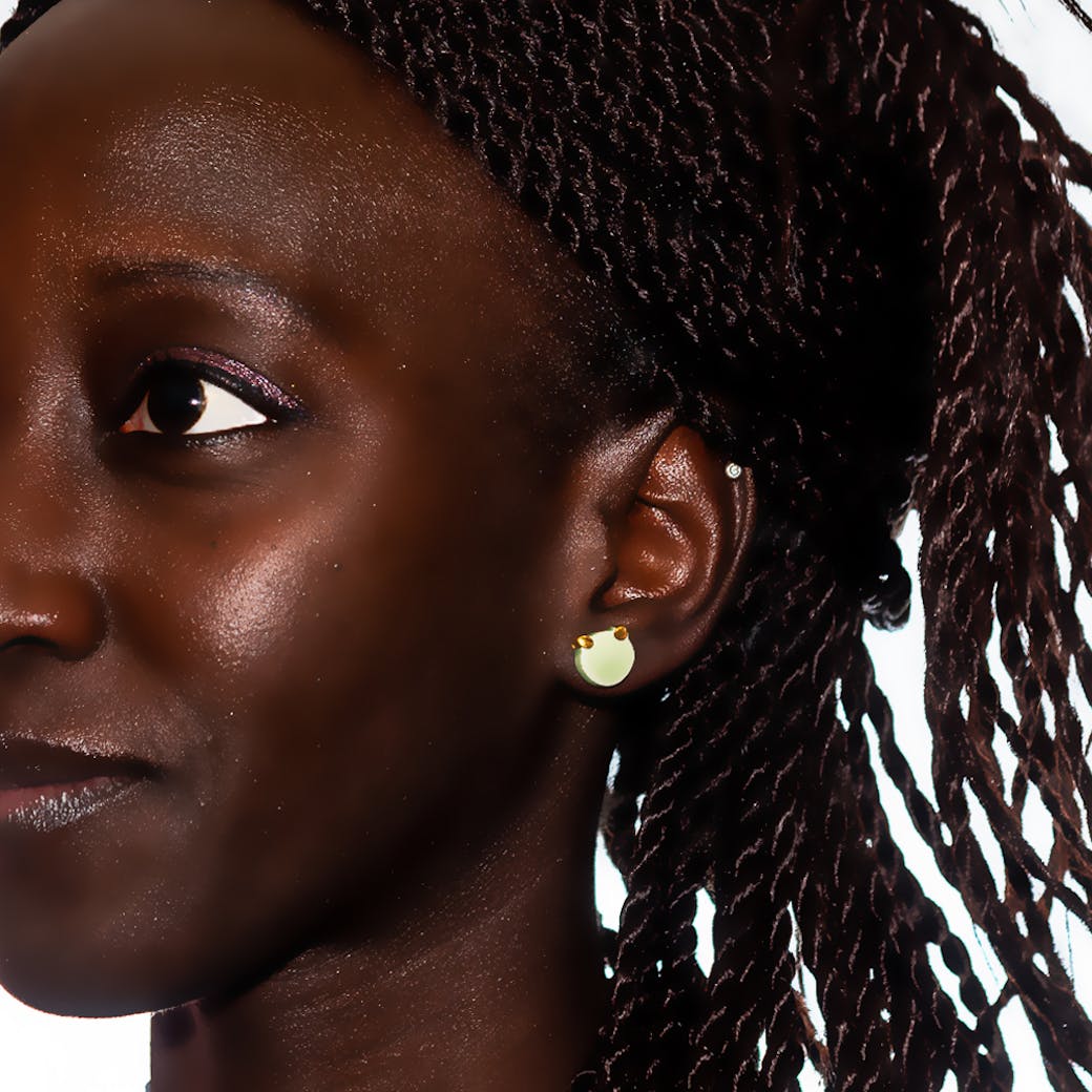 Orecchini in Ceramica - Teddy Baloo verde acqua e oro