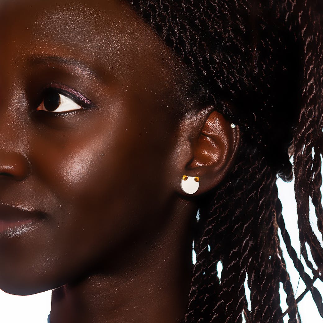 Orecchini in Ceramica - Teddy Yoghi bianco e oro