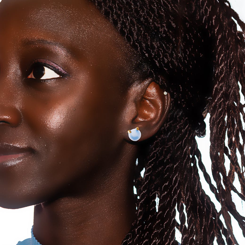 Orecchini in Ceramica - Teddy Bubu azzurro e oro