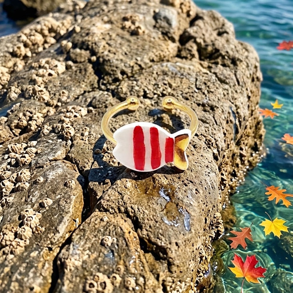 Parure orecchini pesce rosso + anello pesce rosso
