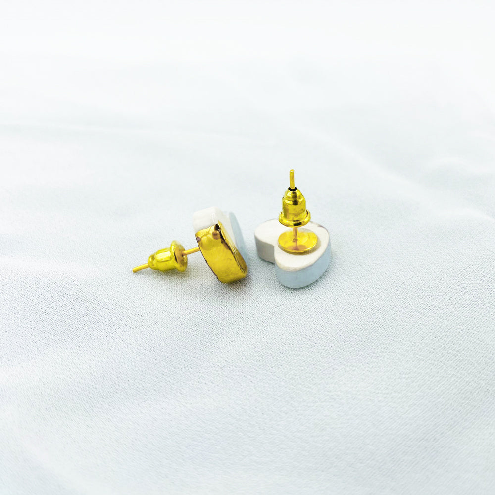 Orecchini in Ceramica - Cuore bianco e oro