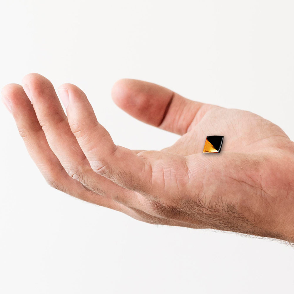 Orecchino in ceramica - Mignon - Rombo nero e oro