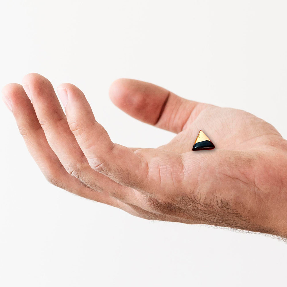Orecchino in Ceramica - Mignon - Triangolo nero e oro