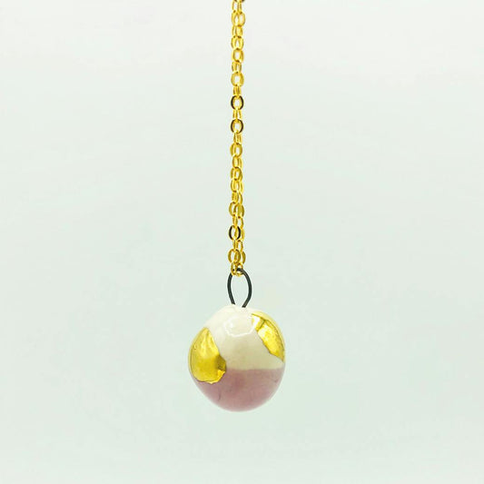 Ceramic pendant - Stone with lilac and gold sphere