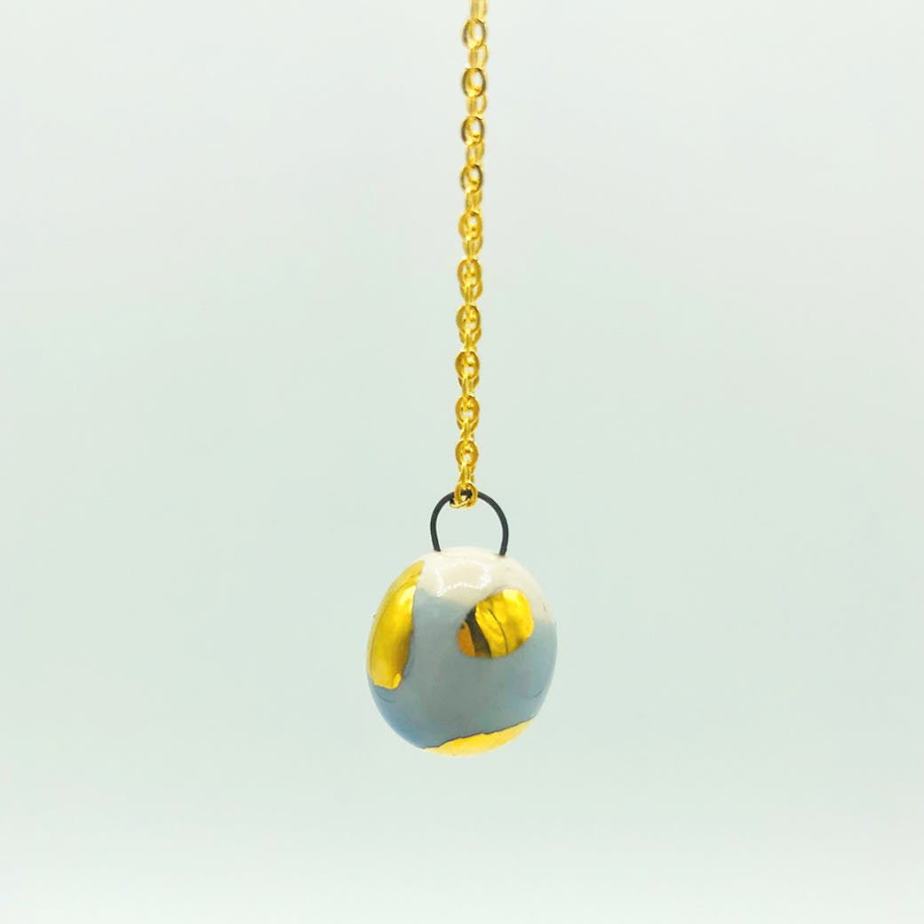 Ceramic pendant - Blue and gold sphere stone