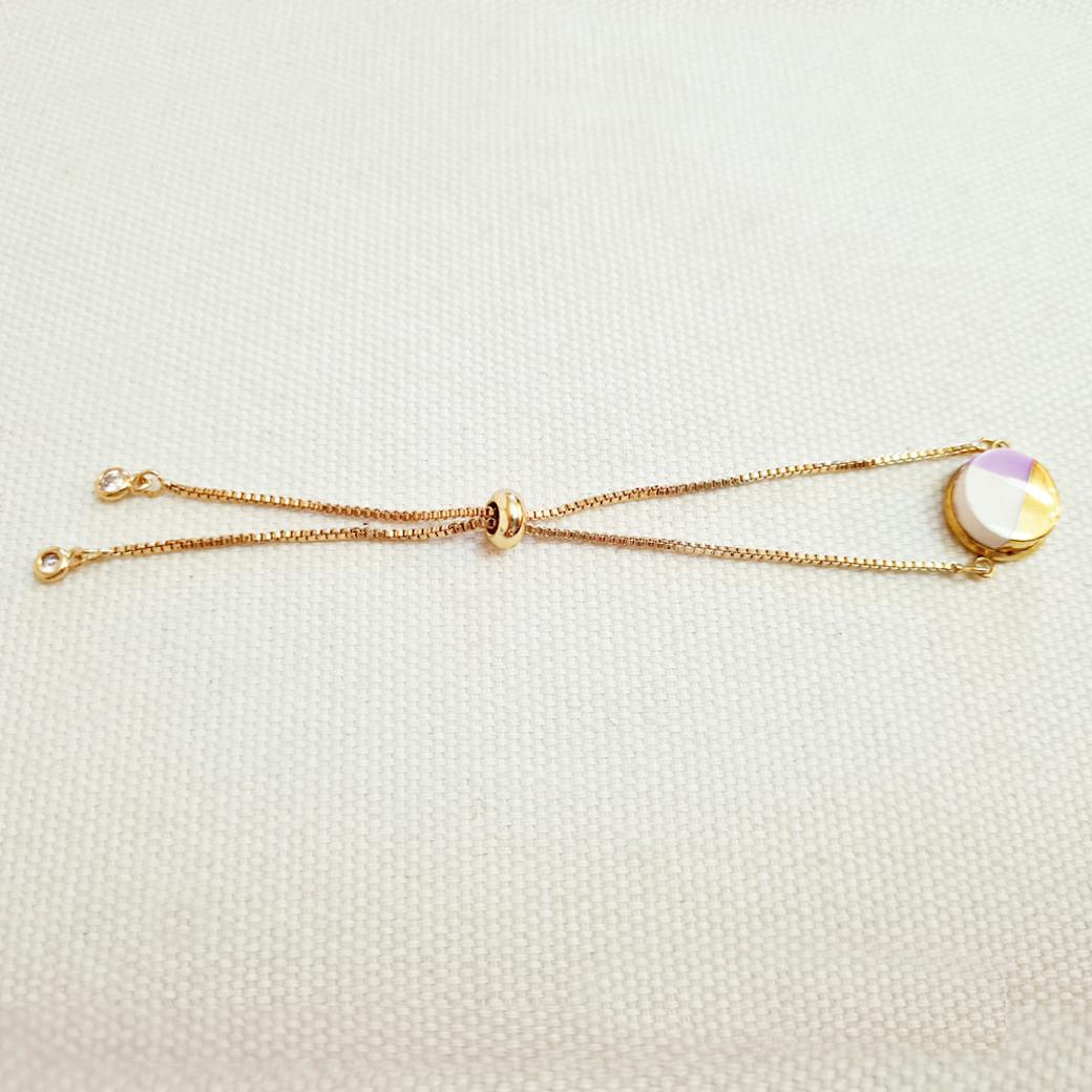 Ceramic Bracelet - Lilac and gold