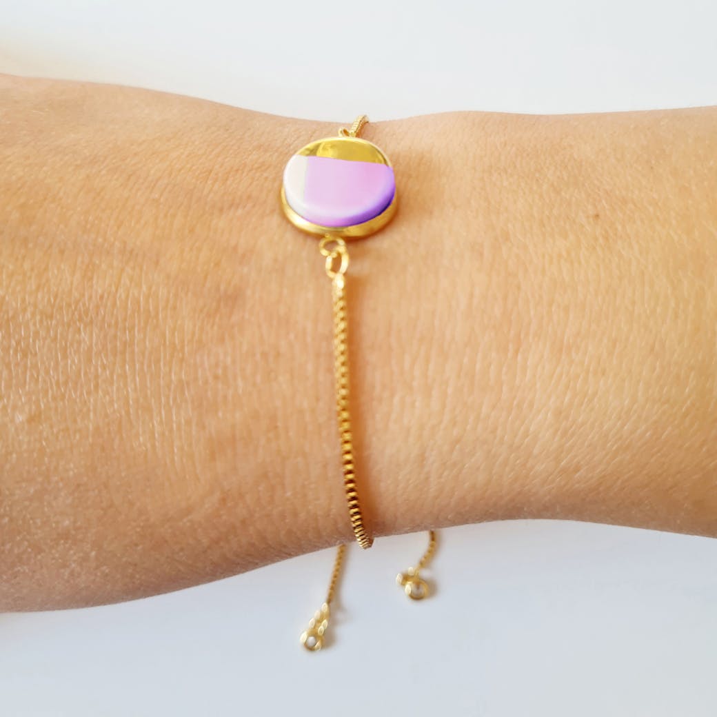 Ceramic Bracelet - Lilac and gold