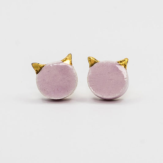 Ceramic earrings - Cat Duchess pink and gold