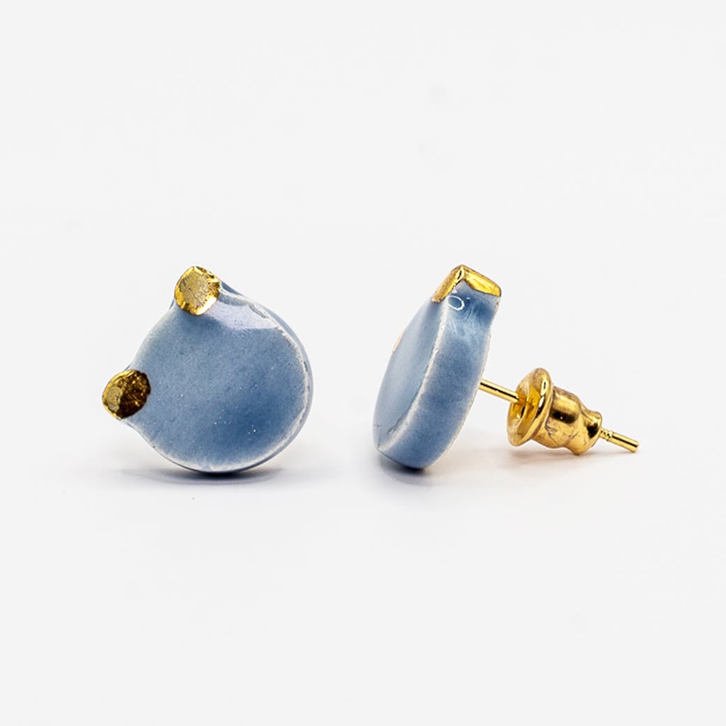 Orecchini in Ceramica - Teddy Bubu azzurro e oro