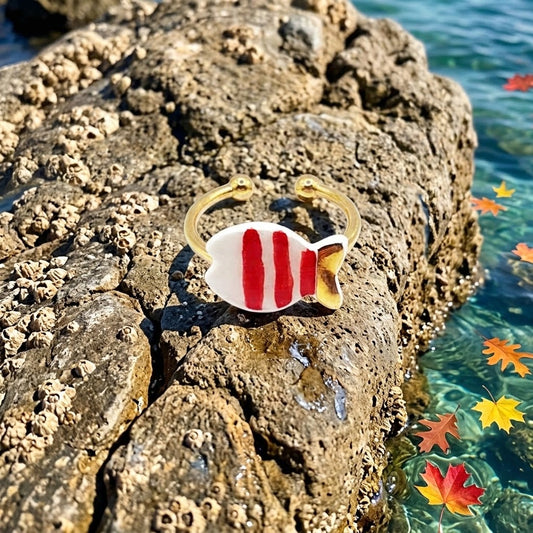 Parure orecchini pesce rosso + anello pesce rosso