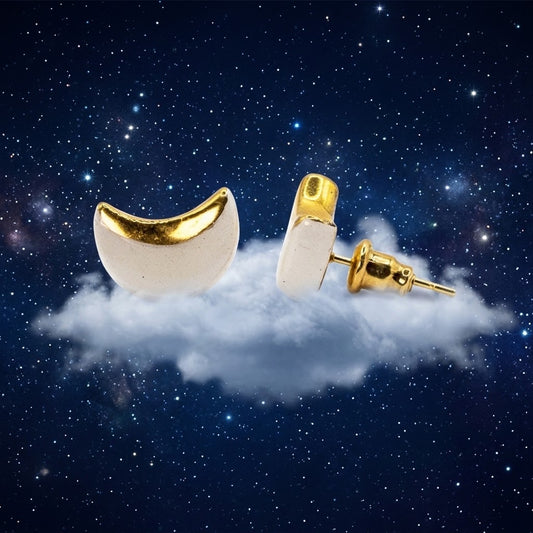 Parure orecchini intercambiabili Moon bianca + stelle gialle