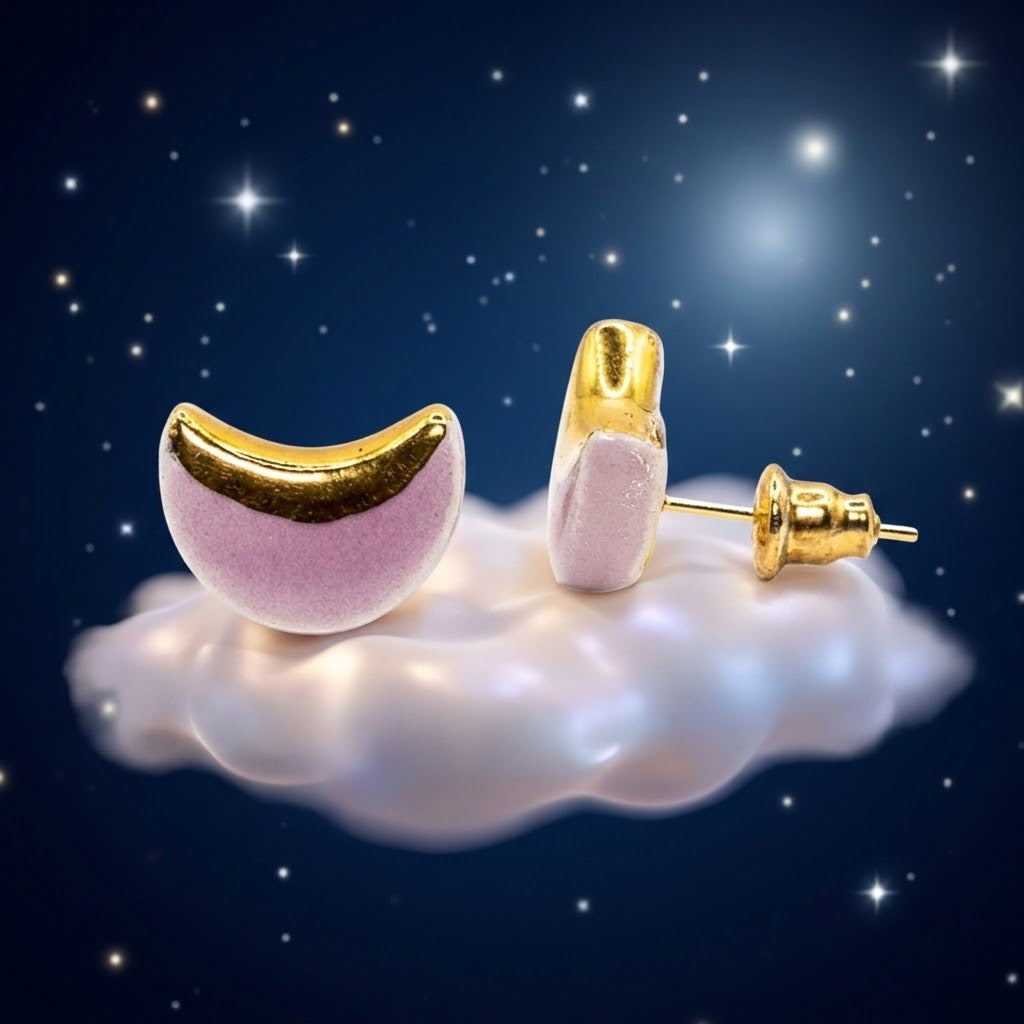 Parure orecchini intercambiabili Moon + stelle glicine