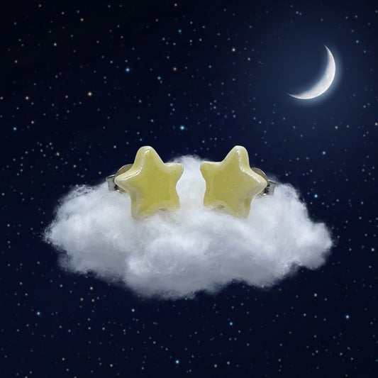 Parure orecchini intercambiabili Moon bianca + stelle gialle