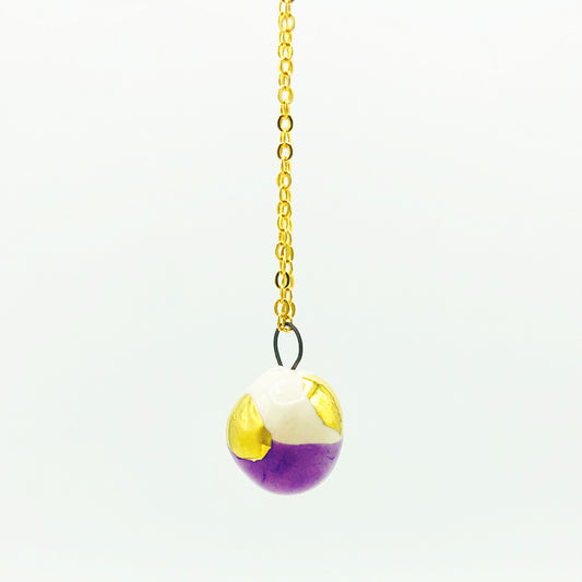 Ciondolo in Ceramica - Stone a sfera viola e oro